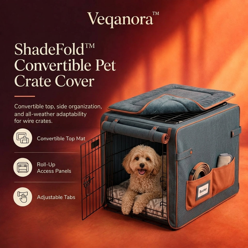 Veqanora™ ShadeFold Convertible Pet Crate Cover