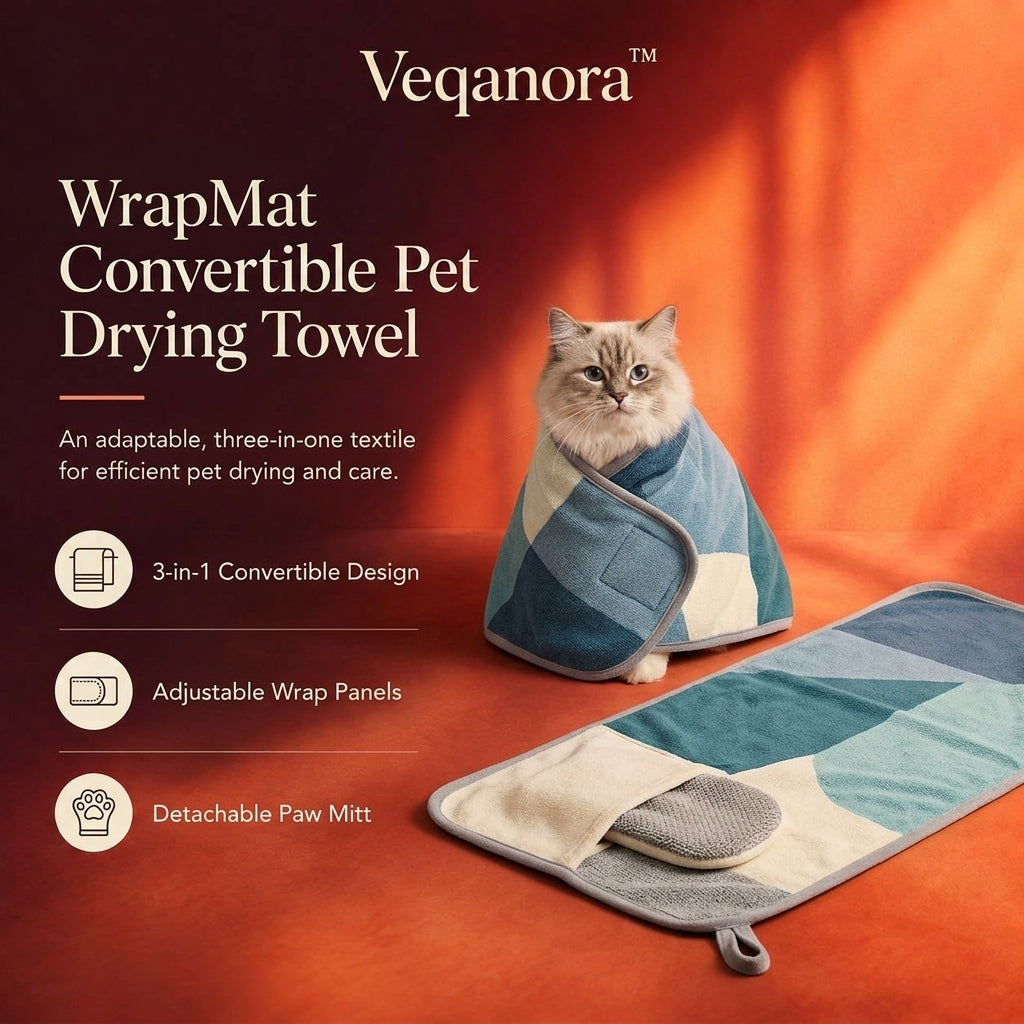 Veqanora™ WrapMat Convertible Pet Drying Towel